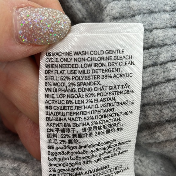 Pringle of Scotland x H&M Women’s Sweater S Grey Neon Yellow Cuff Hood Drawcord - Picture 10 of 16